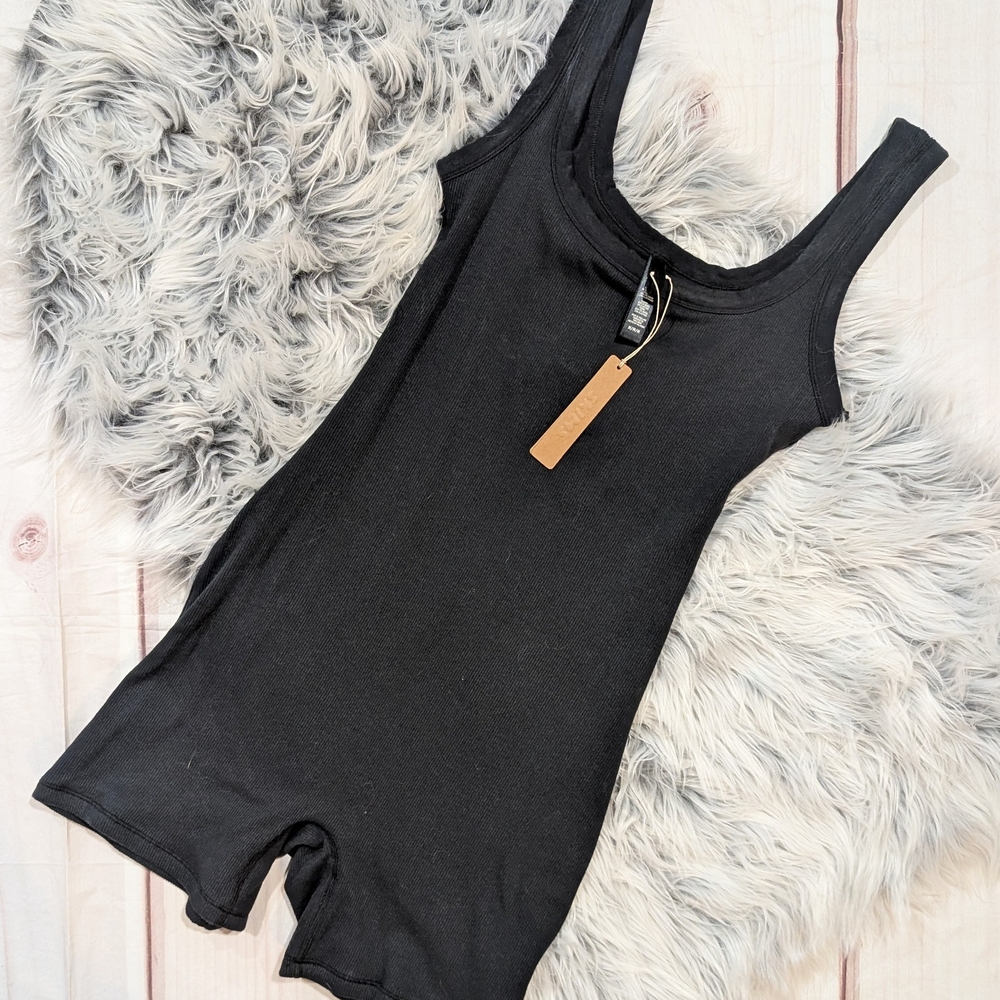 SKIMS Charcoal Ribbed Bodysuit